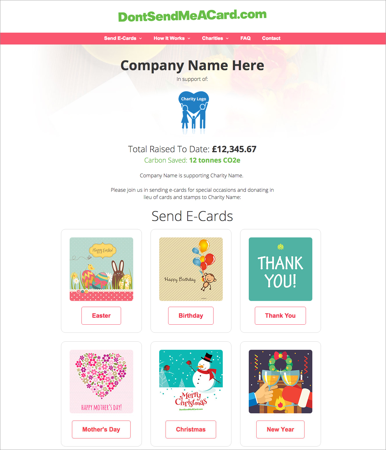 Example company landing page